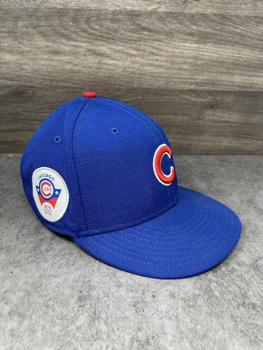 New Era 59fifty Chicago Cubs Fitted Hat Size 7 3/8 Blue Red Cap